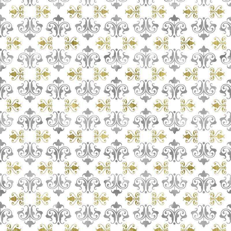 Elegant seamless damask pattern with gray and golden accents