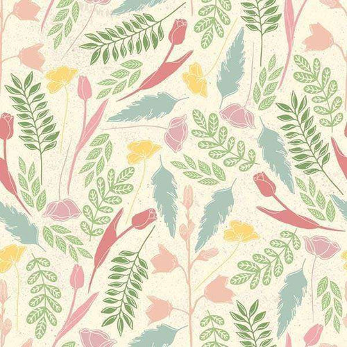 Vintage floral pattern with tulips and foliage