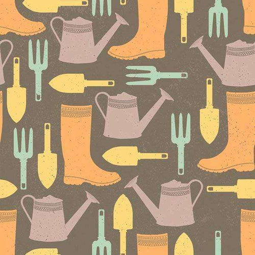 Illustrative garden tool and boot pattern