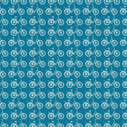Seamless bicycle pattern on teal background