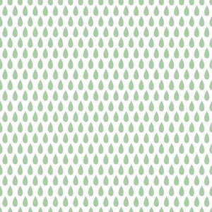 Green raindrop pattern on off-white background