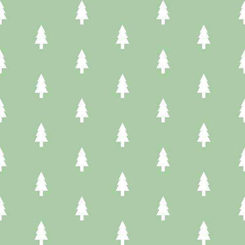 Simple white pine tree pattern on a pastel green background