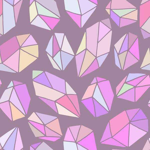 Abstract pastel-colored geometric shapes on a purple background