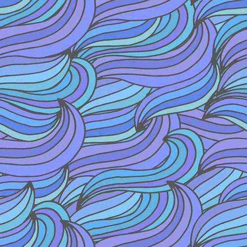 Abstract wavy pattern in shades of blue and purple