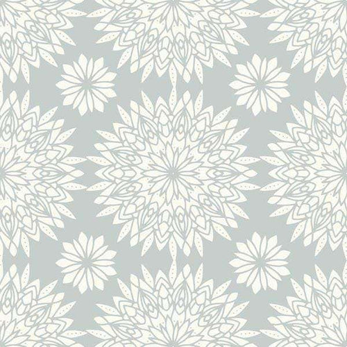 Grey and white floral mandala pattern