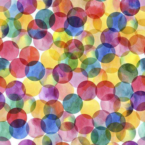 Overlapping colorful watercolor dots