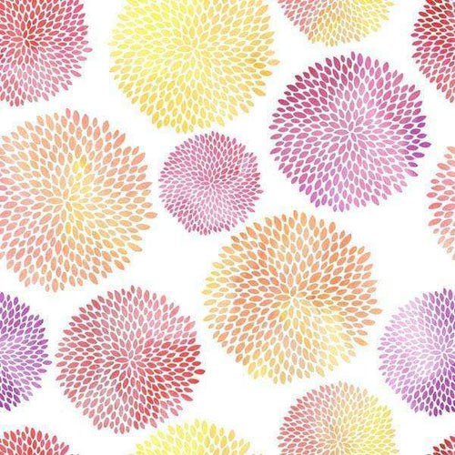 Abstract floral pattern with colorful dahlia-inspired designs