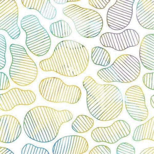 Abstract pebble shapes with colorful striped patterns