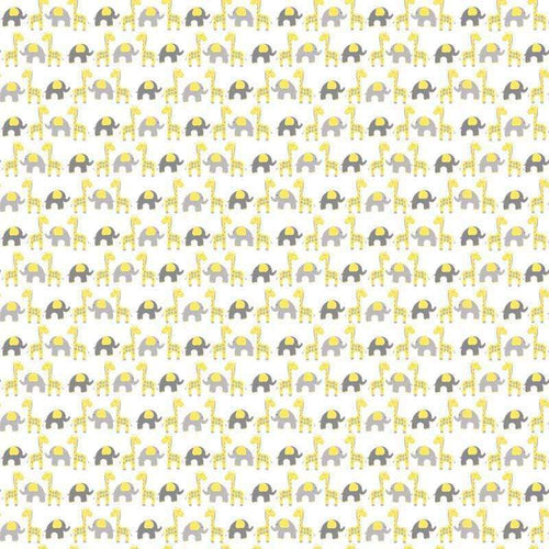 Repeated pattern of stylized elephants over a dotted background