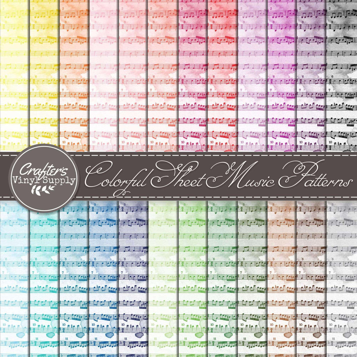 Colorful Sheet Music Patterns – Crafter's Vinyl Supply