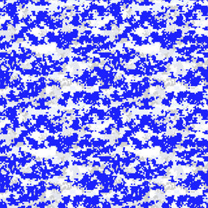 Abstract blue and white pixelated camouflage pattern