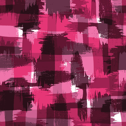 Hot Pink Plaid Brushstroke Camo - Pattern Vinyl and HTV