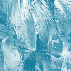 Abstract cyan brushstrokes on a textured background