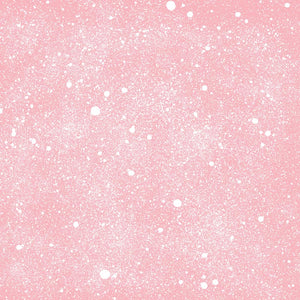 Pink speckled pattern with white spots resembling snowfall on a blush background