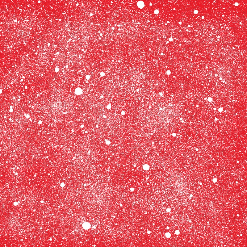 Red textured background with white speckles resembling snowflakes