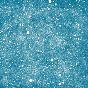 Abstract snowfall pattern on a cyan background with glitter texture