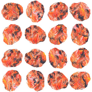 Assorted round marbled patterns in warm tones