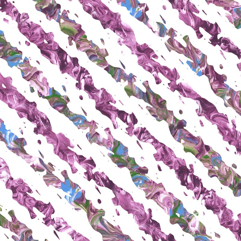 Abstract pattern with lavender, green, and blue swirls on a white background