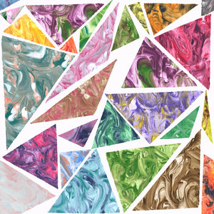 Colorful marbled pattern with geometric triangular shapes