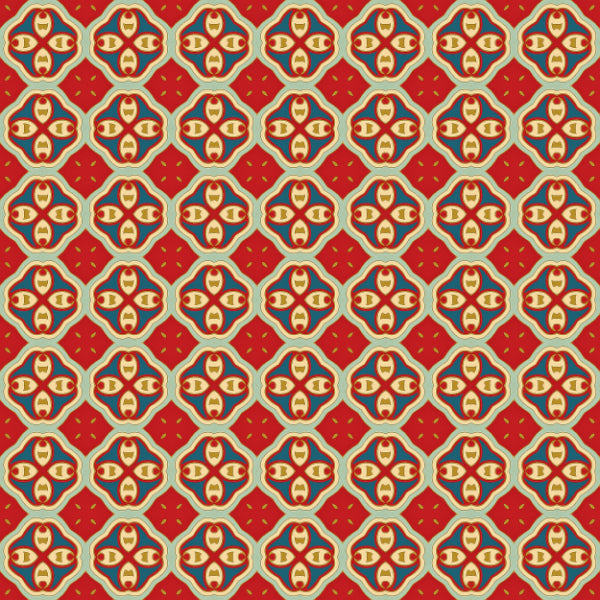 Ornate geometric pattern with crimson and gold