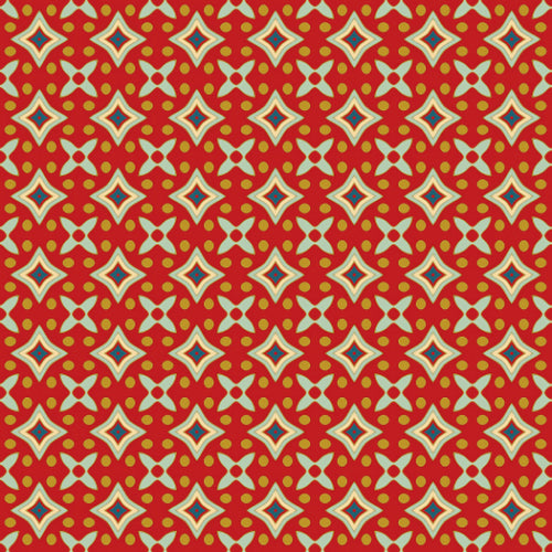Decorative geometric pattern with a red background