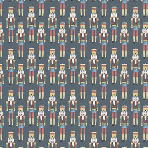 Seamless pattern of illustrated nutcracker soldiers on a dark background
