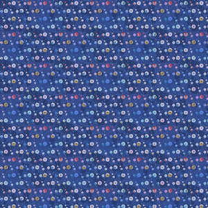 Seamless floral pattern with a dense distribution on a navy blue background