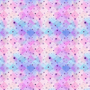 A pastel-toned quilt pattern with stars