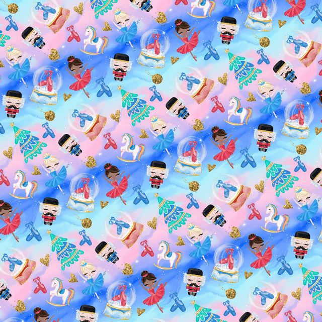 Colorful holiday-themed pattern with various seasonal icons