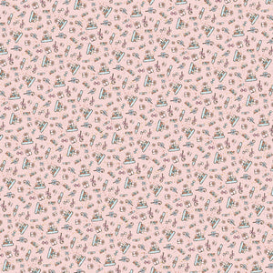 Seamless pattern of doodled gift packages on a pink background