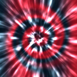 Abstract tie-dye starburst pattern in red and black