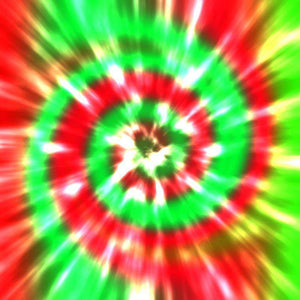 Blurry tie-dye pattern with radial burst of red and green
