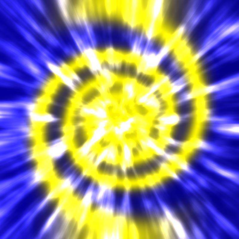 Abstract tie-dye pattern with radiating blue and yellow colors