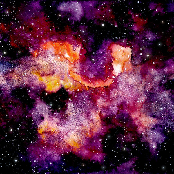 Abstract watercolor space nebula pattern