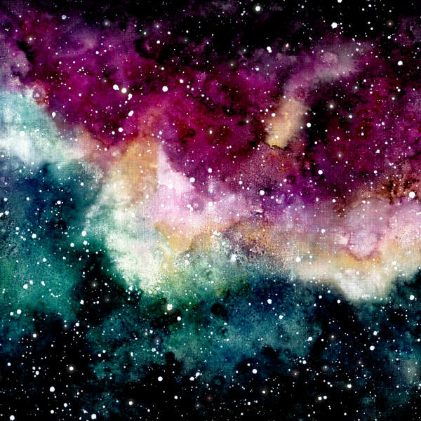 Abstract cosmic pattern with vibrant nebula colors