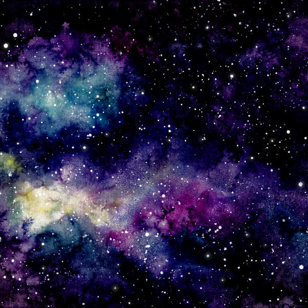 Galaxy-inspired watercolor pattern with stars