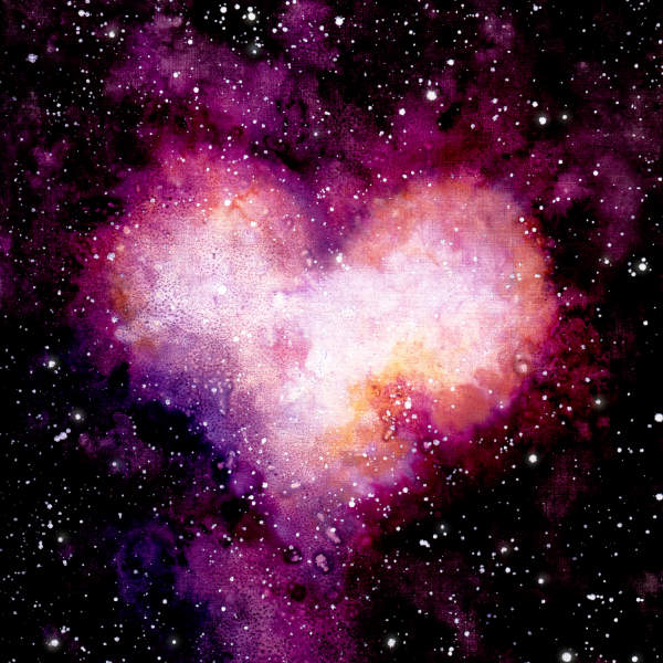 Galactic heart-shaped nebula pattern