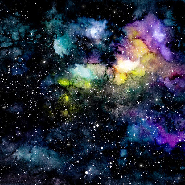 Abstract cosmic pattern with a watercolor nebula design