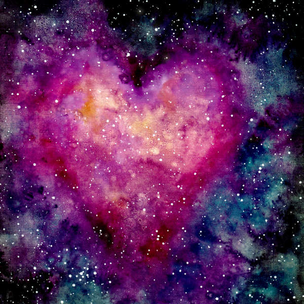 Heart-shaped nebula pattern with starry details