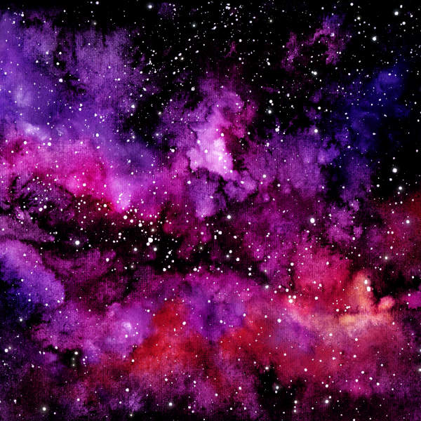 Abstract space-inspired watercolor pattern with stars