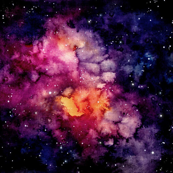Abstract cosmic pattern with a watercolor effect