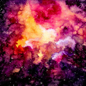 Abstract cosmic watercolor pattern with a nebula motif