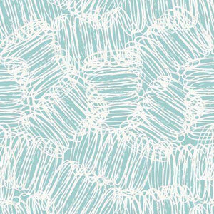 Abstract white scribble pattern on a teal background