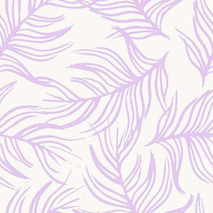Abstract botanical leaf pattern in lavender and white tones