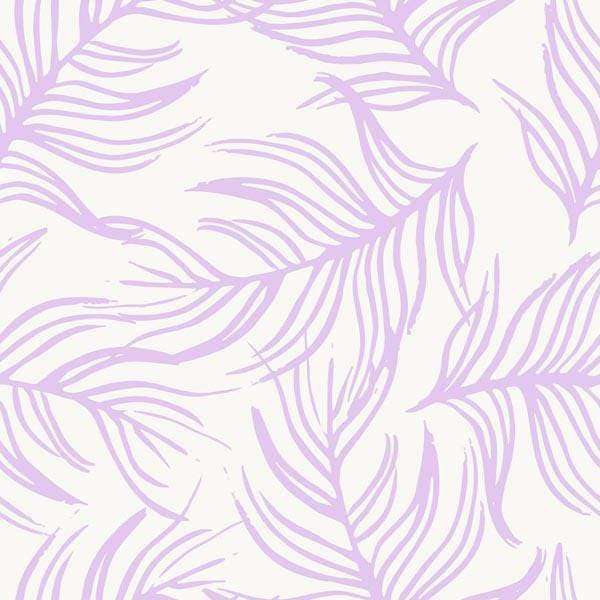 Abstract botanical leaf pattern in lavender and white tones