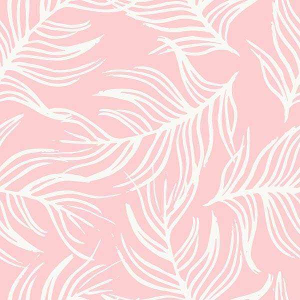 Abstract palm leaf pattern on a blush pink background