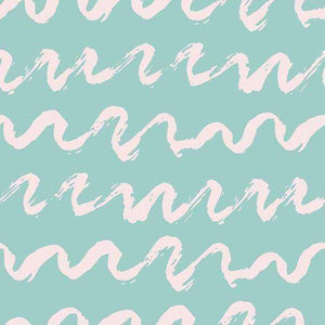 Abstract wavy brush strokes on a mint background