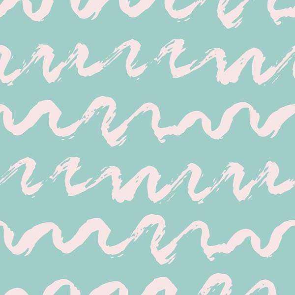 Abstract wavy brush strokes on a mint background