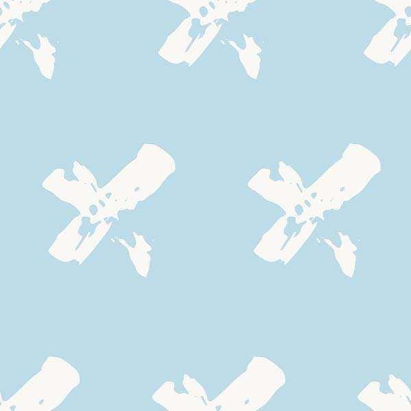 Abstract white shapes on a pale blue background