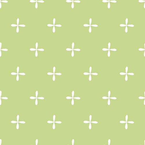 Green background with simple white floral pattern